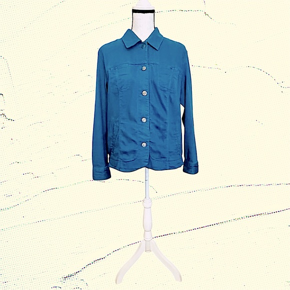 EUC! CHICO’S TEAL BLUE EMBROIDERED JACKET - Picture 4 of 9